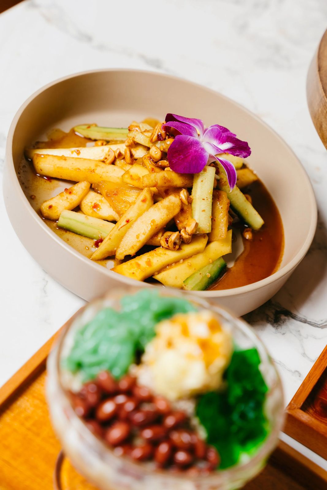 A Gula noodle dish with bright garnish