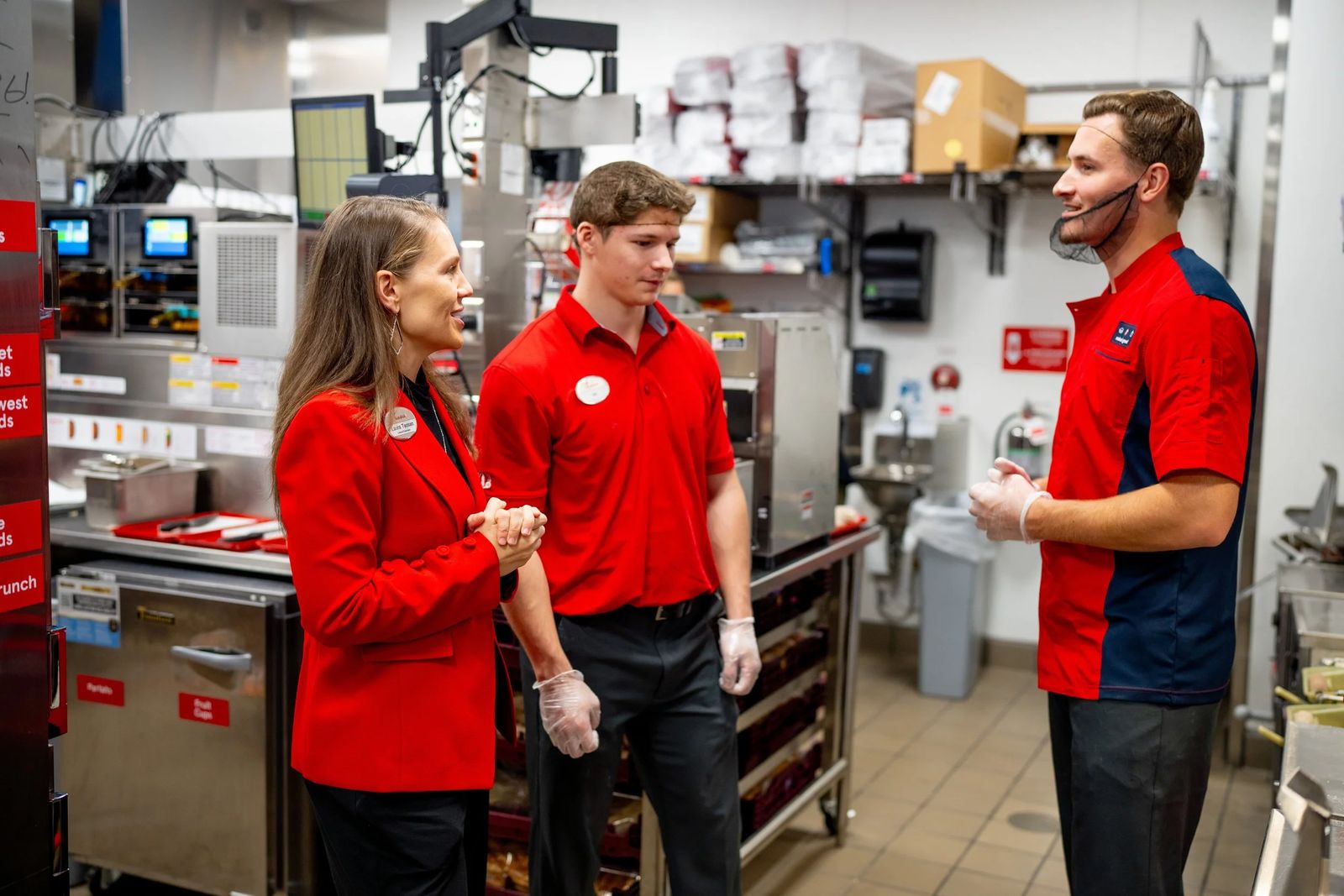 A Chick-fil-A leadership team in the kitchen